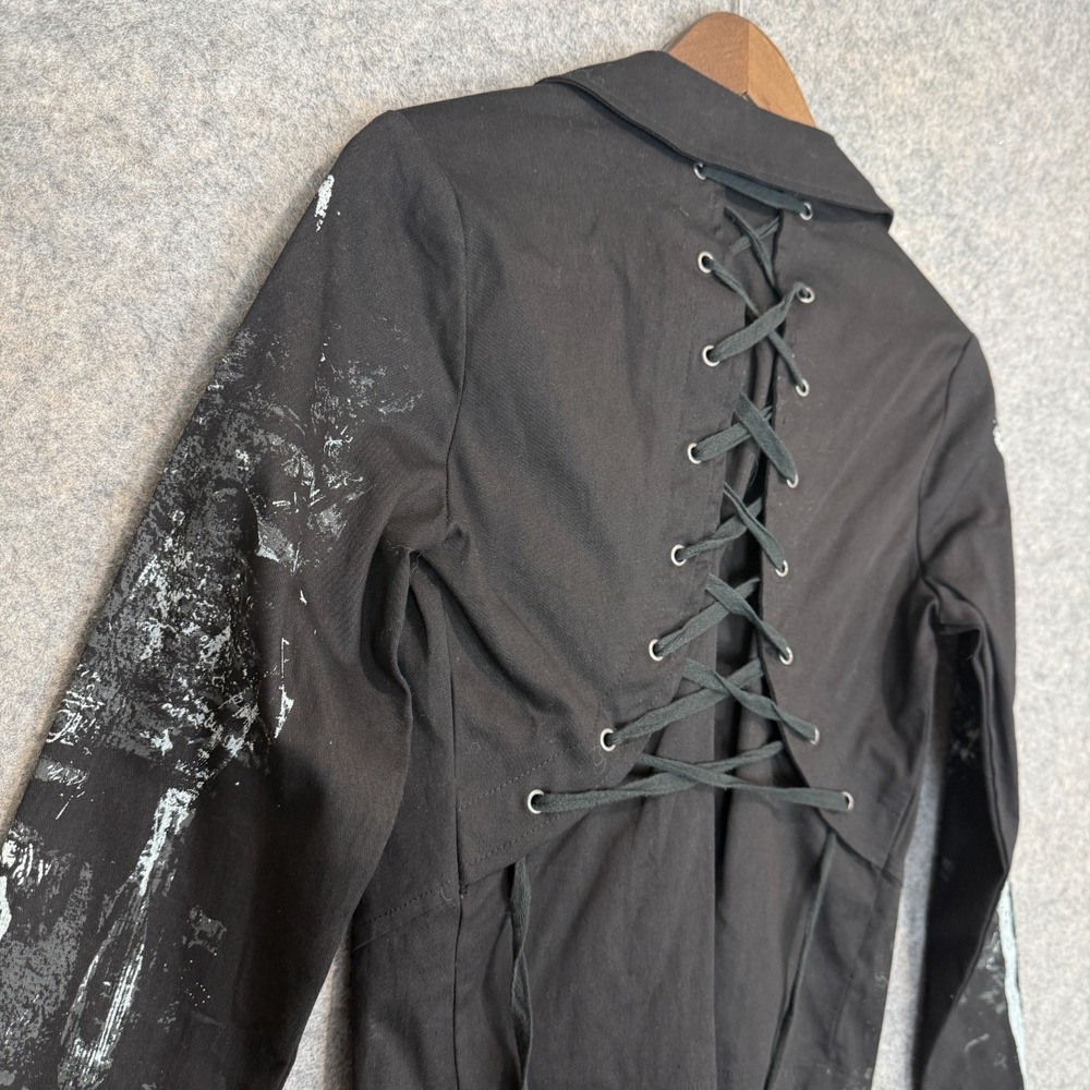 Lip Service Skeleton Moto Jacket Womens Medium Rib Skull Corset Gothic Racer Y2K - Picture 12 of 13
